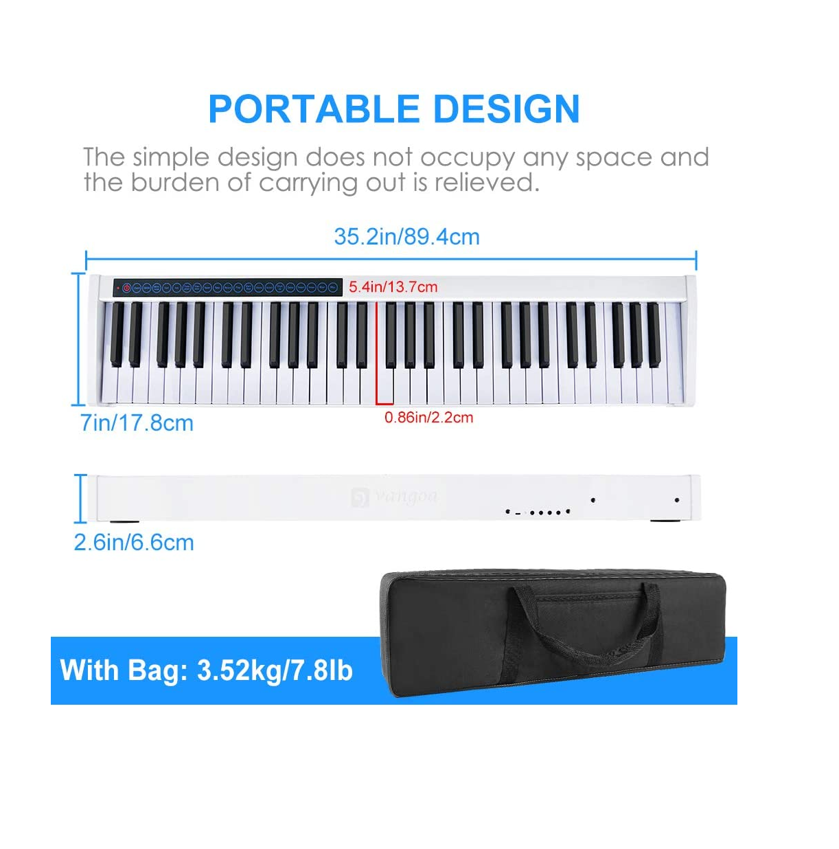 Cossain 88 Key Digital Piano, Folding Piano Keyboard [Full  Size/Semi-Weighted/Touch Sensitive] Portable Piano with Piano Bag,  [Bluetooth & MIDI]